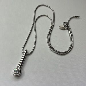 Landau Cubic Zirconia Necklace 16” Silver Chain